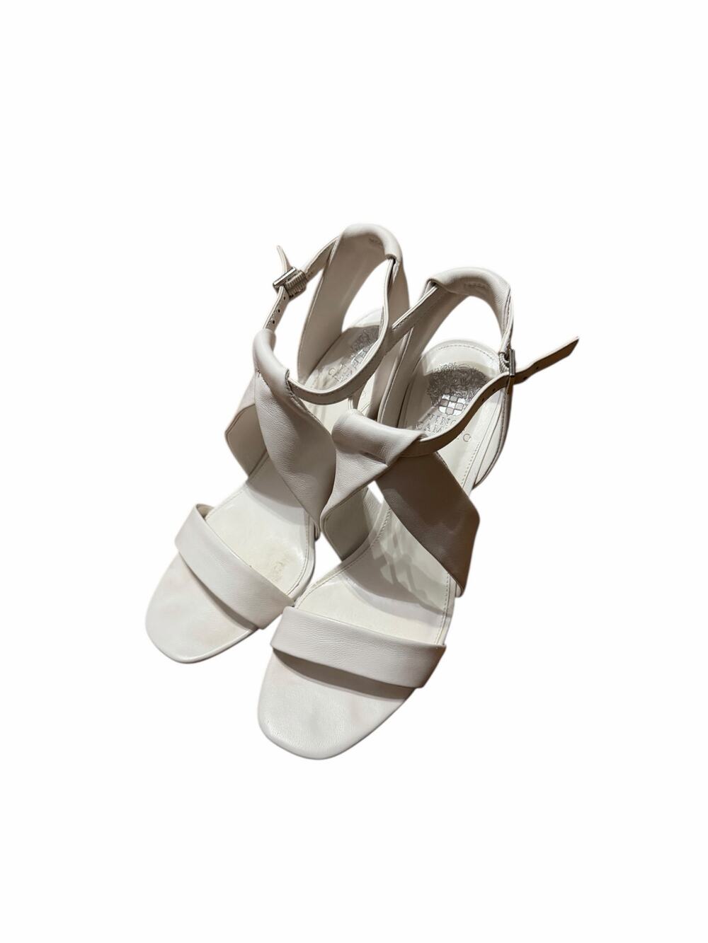 Vince Camuto Women's 10 White Kalintie Open Toe Ankle Strap Suede Solid Heels